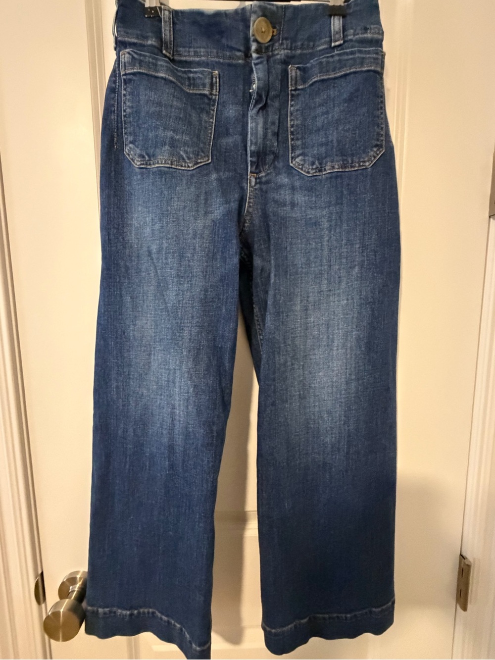 Anthropologie Mauve Denim Wide Cropped Jeans in Blue